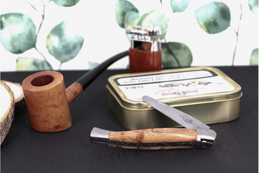 Laguiole pipe tamper (juniper wood and steel) - La Pipe Rit