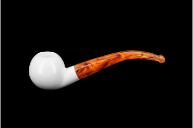 Bent sculpted meerschaum pipe with decorative motifs (apple shape) 2
