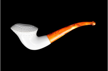 Pipe en écume de mer gravée divers motifs (forme Calabash)
