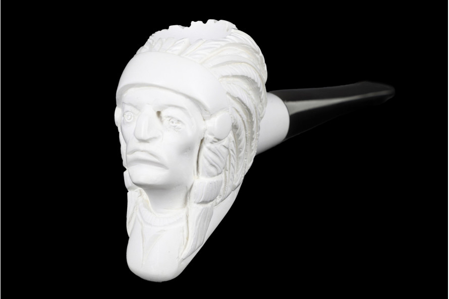 Pipe en écume de mer droite sculptée Indien - Live Shopping