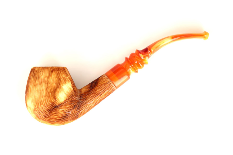 Pipe en écume de mer courbe brune - Live Shopping La Pipe Rit