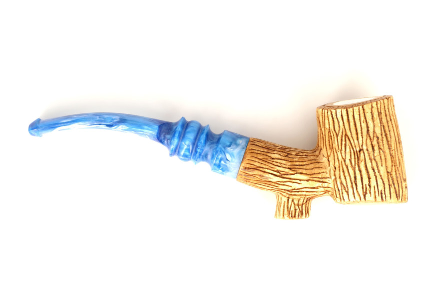 Vintage meerschaum pipe with a tree trunk imitation - Live Shopping