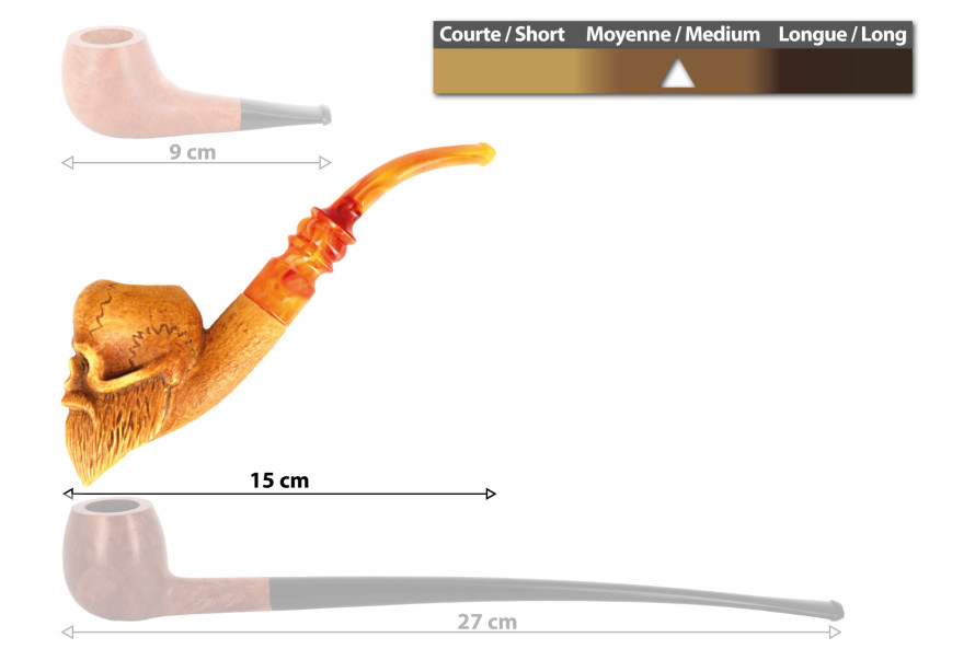 Pipe en écume de mer sculptée tête de mort avec barbe