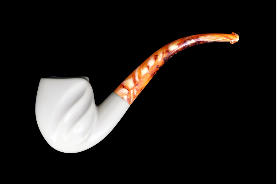 Pipe en écume de mer courbée foyer imitation draperie