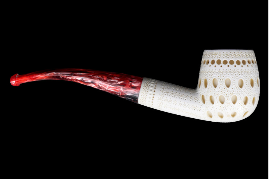 Openwork 4 half-bent meerschaum pipe - Live Shopping La Pipe Rit