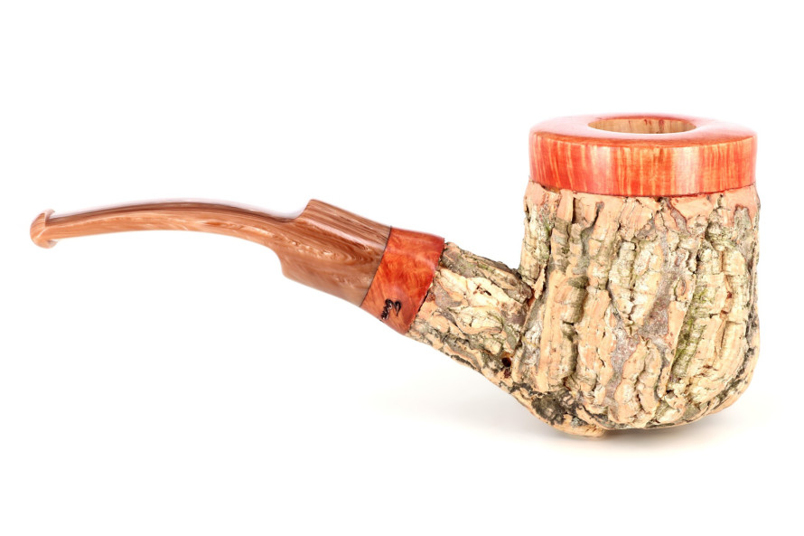 Pipe Tom Spanu Sughero courbée (tuyau marbré marron)