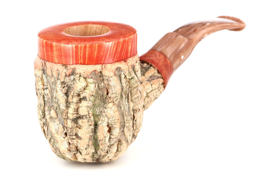 Pipe Tom Spanu Sughero courbée (tuyau marbré marron)