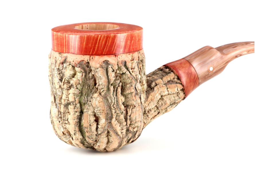 Pipe Tom Spanu Sughero courbée (tuyau marbré marron)