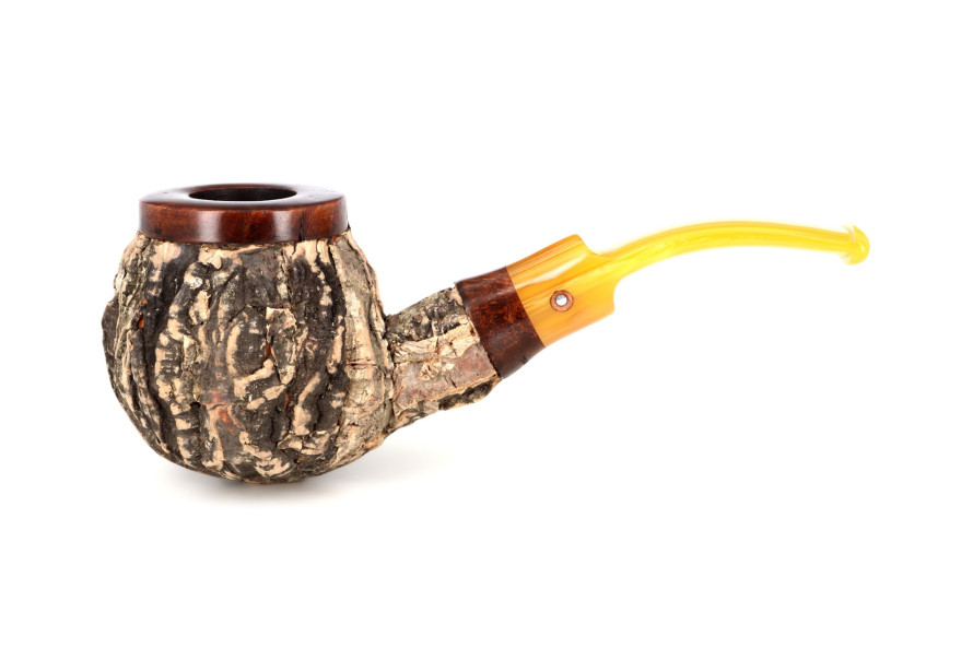 Tom Spanu Sughero bent dark briar pipe (yellow stem)