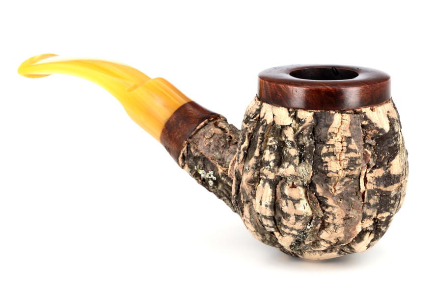 Tom Spanu Sughero bent dark briar pipe (yellow stem)