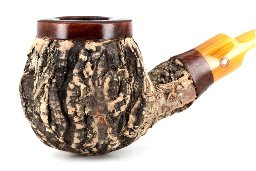 Tom Spanu Sughero bent dark briar pipe (yellow stem)