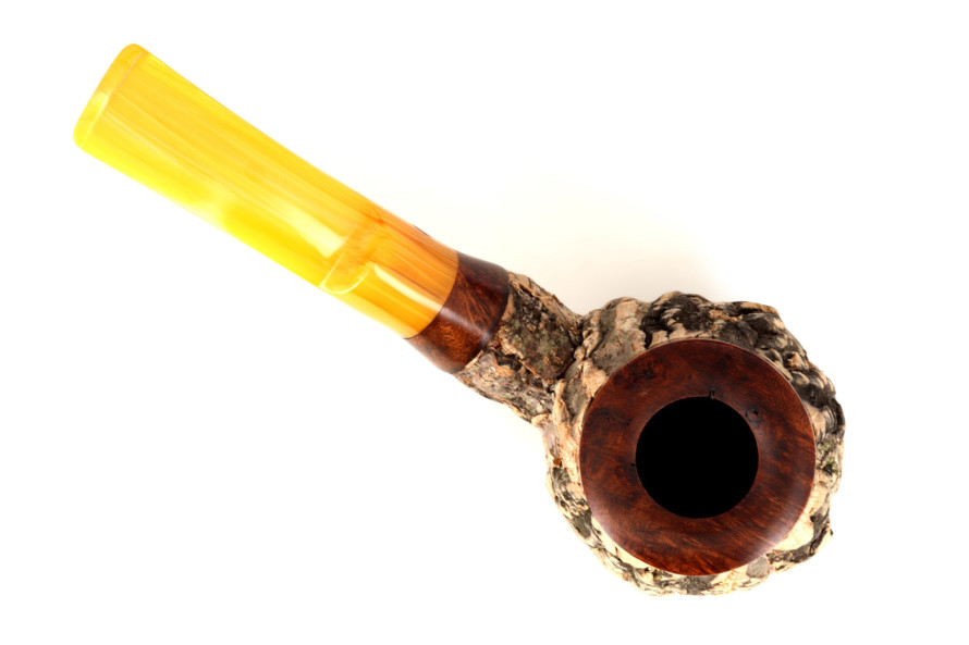 Tom Spanu Sughero bent dark briar pipe (yellow stem)
