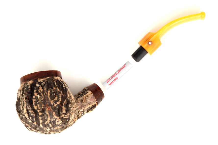 Tom Spanu Sughero bent dark briar pipe (yellow stem)