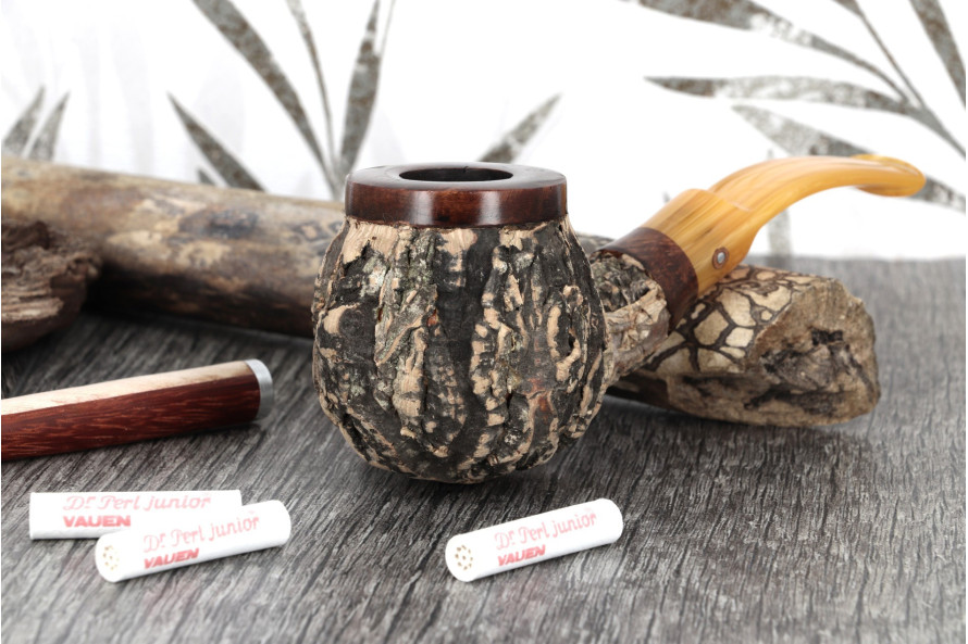 Tom Spanu Sughero bent dark briar pipe (yellow stem)