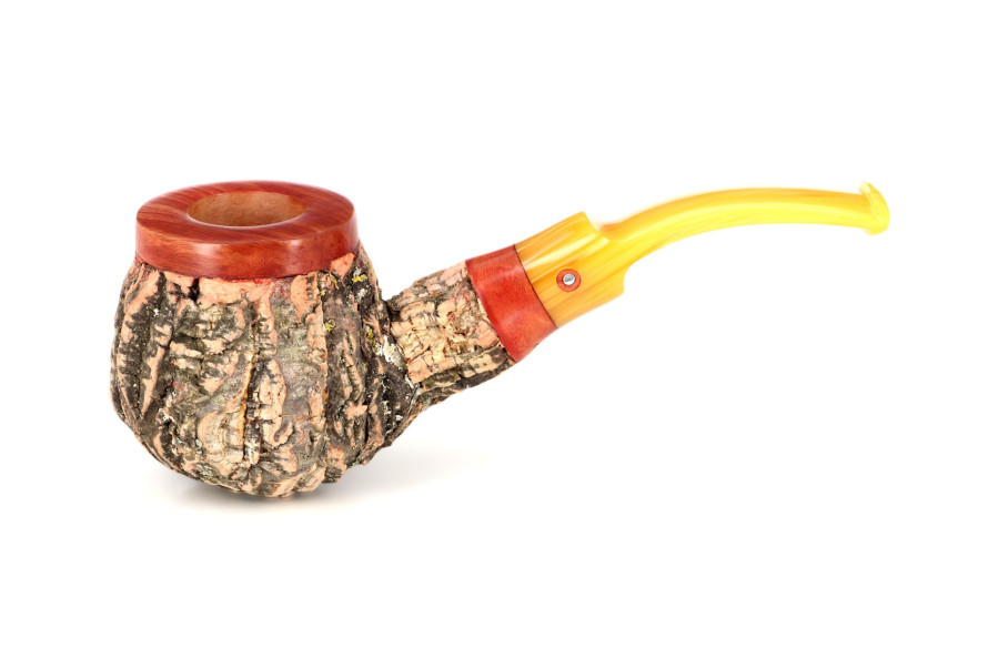 Tom Spanu Sughero bent light briar pipe (yellow stem)