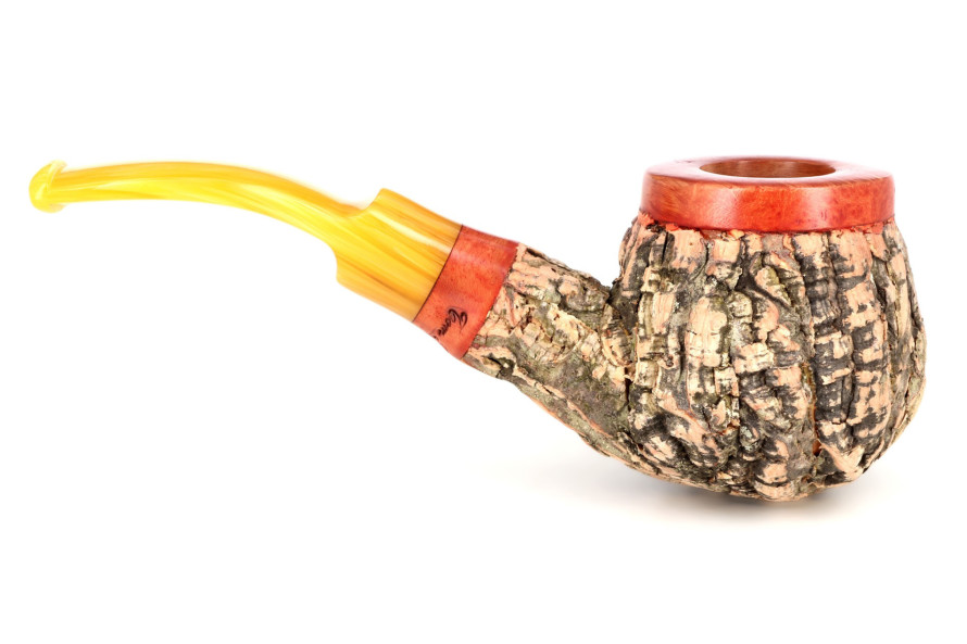 Tom Spanu Sughero bent light briar pipe (yellow stem)