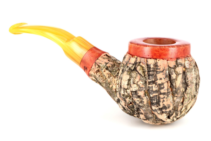 Tom Spanu Sughero bent light briar pipe (yellow stem)
