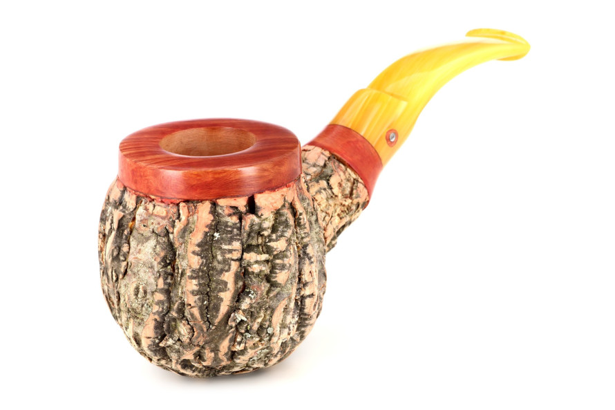 Tom Spanu Sughero bent light briar pipe (yellow stem)