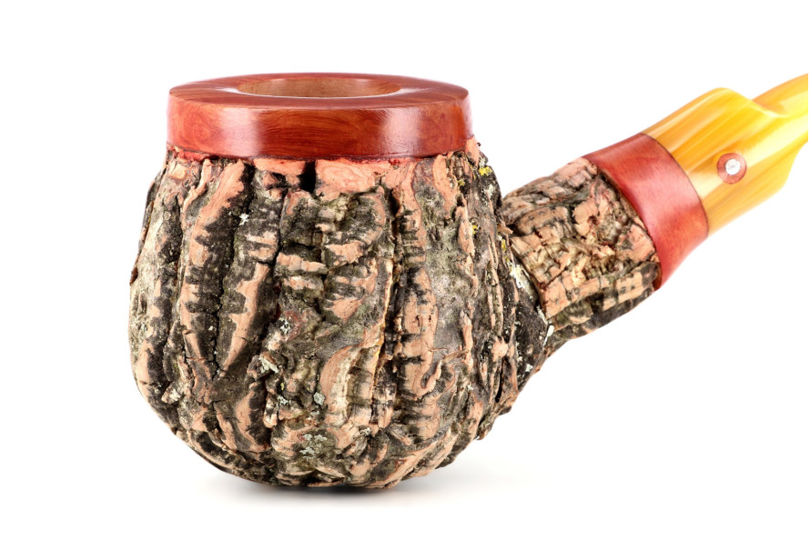 Tom Spanu Sughero bent light briar pipe (yellow stem)