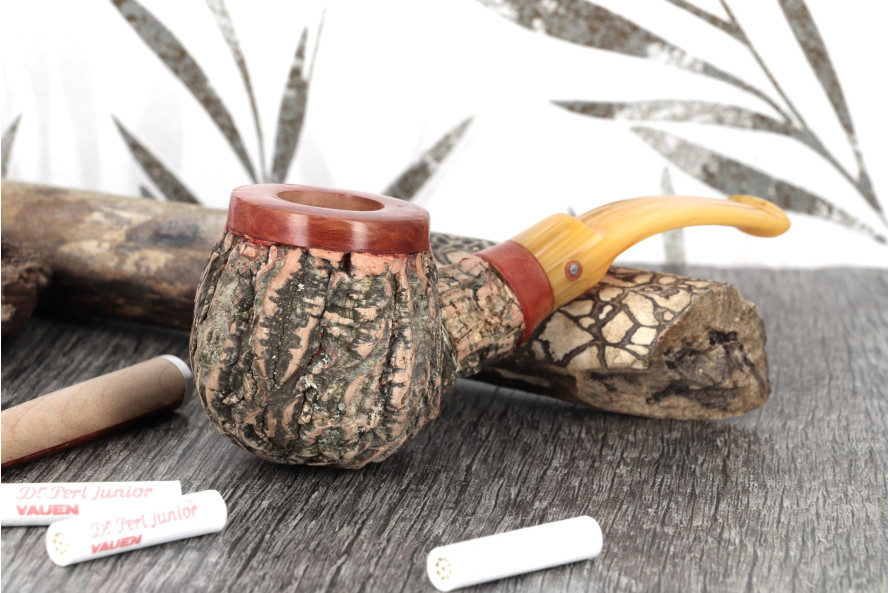 Tom Spanu Sughero bent light briar pipe (yellow stem)