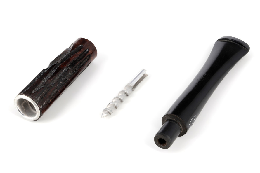 Lux rounded spiral cigarette holder (rusticated briar) - La Pipe Rit