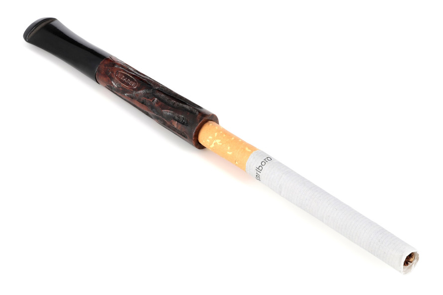 Lux rounded cigarette holder (rusticated briar) - La Pipe Rit