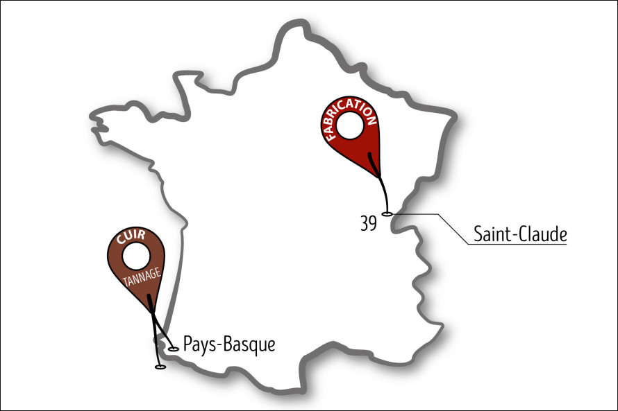 Porte pipe en cuir Eole (couleur marron) avec bourre-pipe