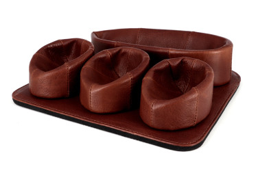 Vintage leather pipe stand for 3 pipes - La Pipe Rit