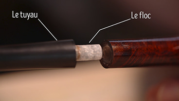 La jonction entre le tuyau et la tige d'une pipe