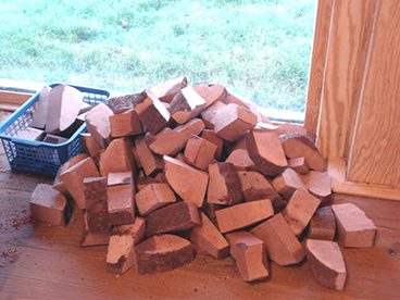 Sélection des blocs de bois pour créer les pipes